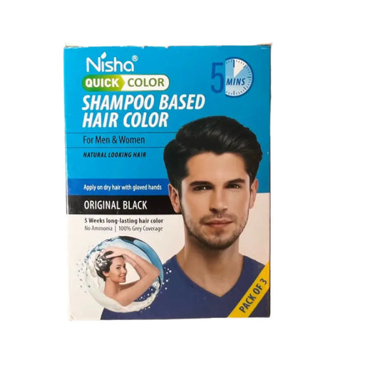 Nisha Quick Color Shampoo Based Hair Color (Original Black, Pack of 3) Murukali.com