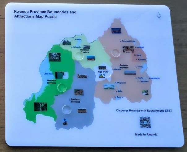 Rwanda Province Boundaries and Attractions Map Puzzle