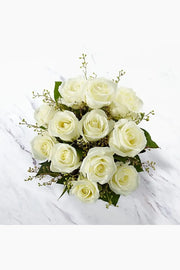 One Color Rose Flowers with Greens Boucket 60pcs murukali.com
