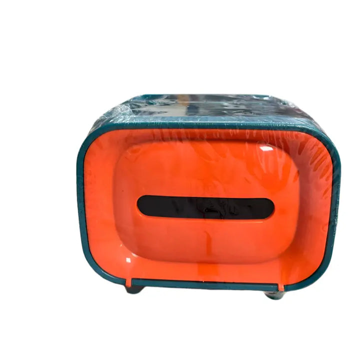 Orange & Teal Touchless Mini Trash Can Murukali.com