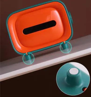 Orange & Teal Touchless Mini Trash Can Murukali.com