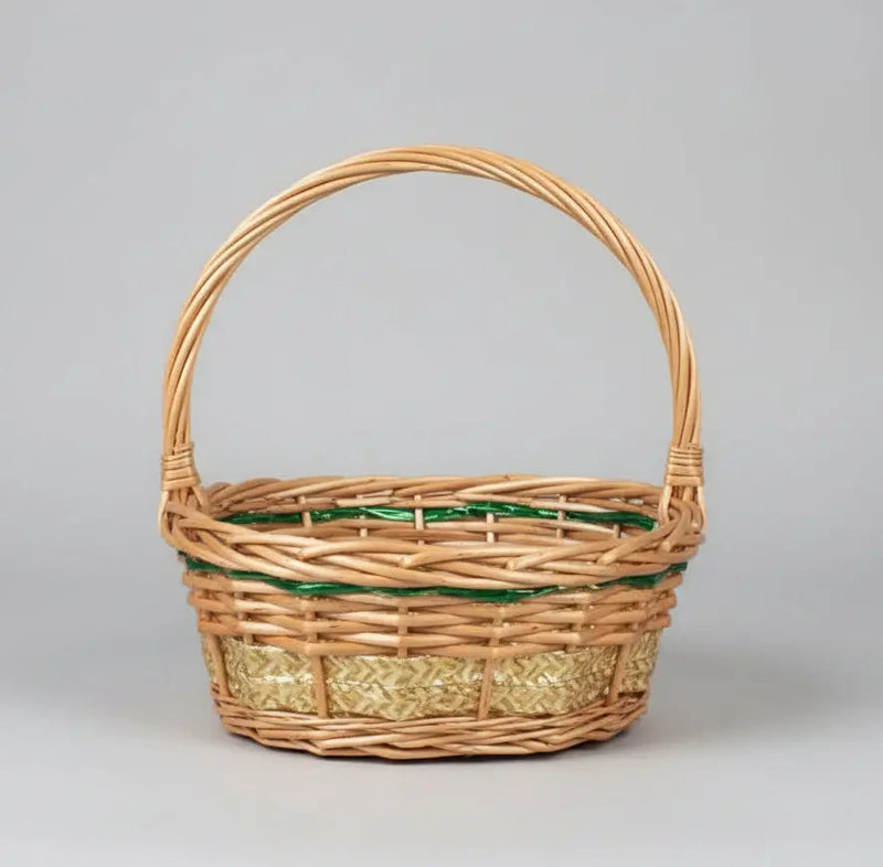 Oval Handwoven Wicker Basket with Handle – Natural Rattan Design medium Murukali.com