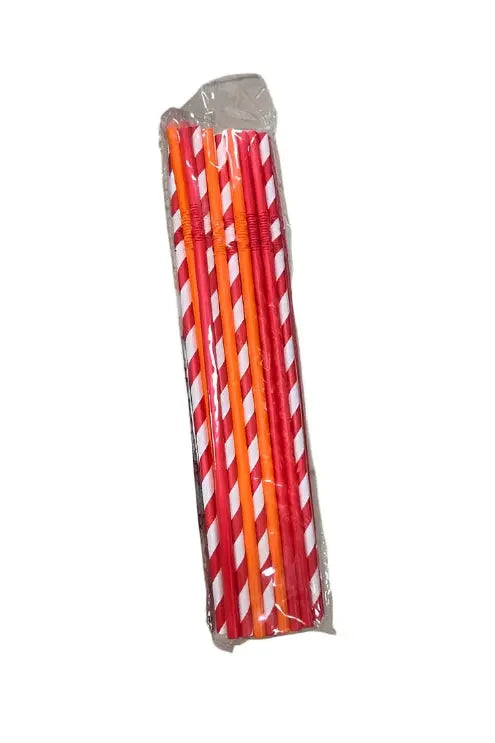 PAPER STRAWS - RED STRIPE DESIGN 25 PC Murukali.com