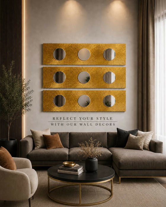 Triple Golden wall Mirror