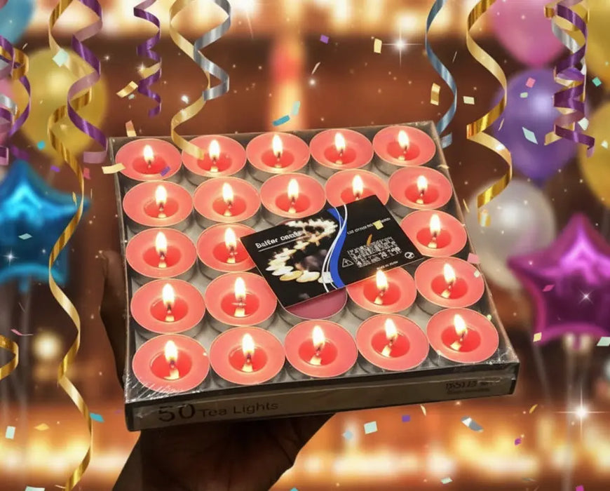 Pack of 50 Unscented Pink Tealight Candles