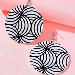 Pair of Black and White Zebra Pattern Dangle Earrings Murukali.com