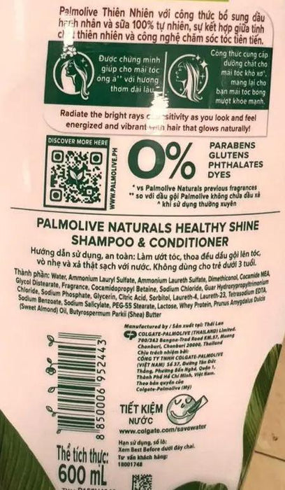 Palmolive Naturals Healthy Shine Almond Oil & Milk Shampoo & Conditioner 600ml Murukali.com