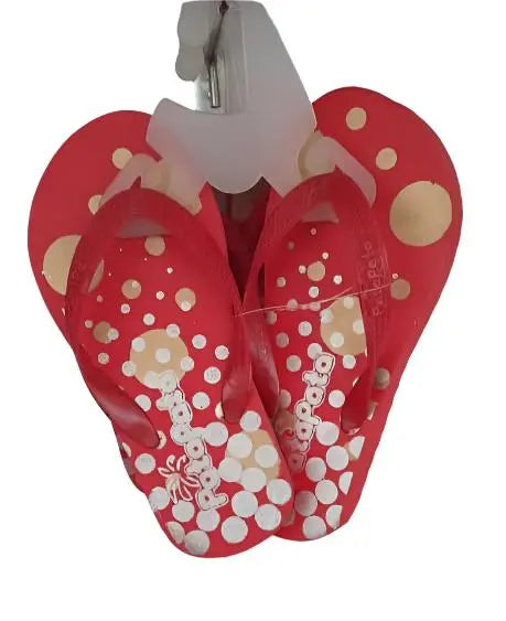 Patapata Red Rubber Flipflops with Playful Prints For Kids murukali.com