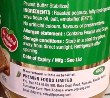 Peptang Peanut Butter Healthy No Added Sugar 400g Murukali.com