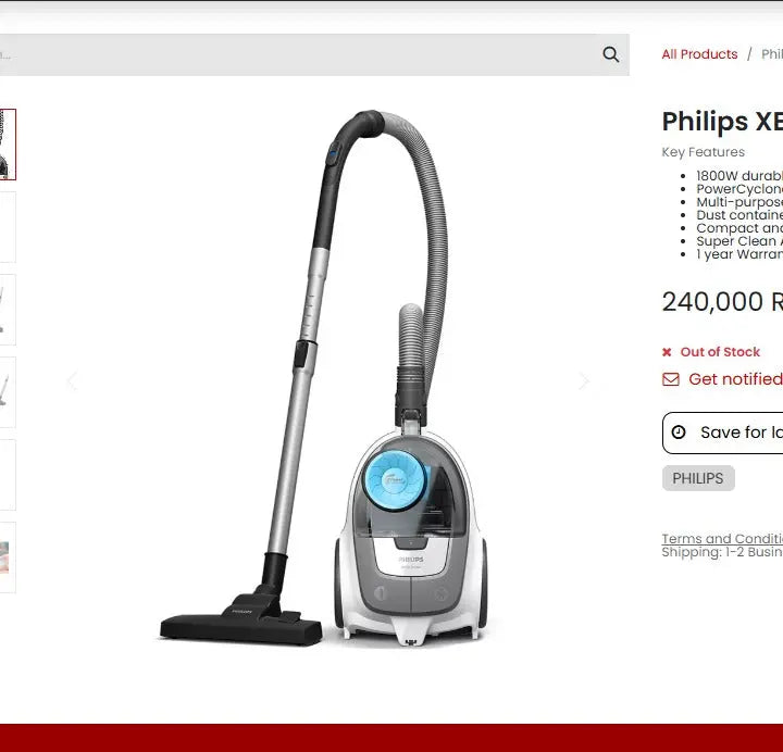 Philips 2000 Series Bagless Vacuum Cleaner 1800W Murukali.com