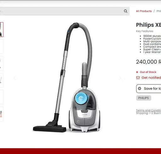 Philips 2000 Series Bagless Vacuum Cleaner 1800W Murukali.com