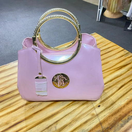 Pink Patent Leather Handbag with Gold Accents TONIFAITHY Boutique