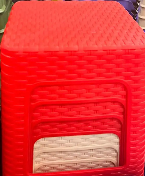 Plastic Rattan-Style Stool Murukali.com