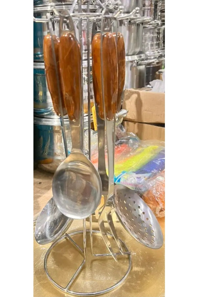 Premium Kitchen Utensil Set with Elegant Stand – Must-Have Cooking Companion 5pcs murukali