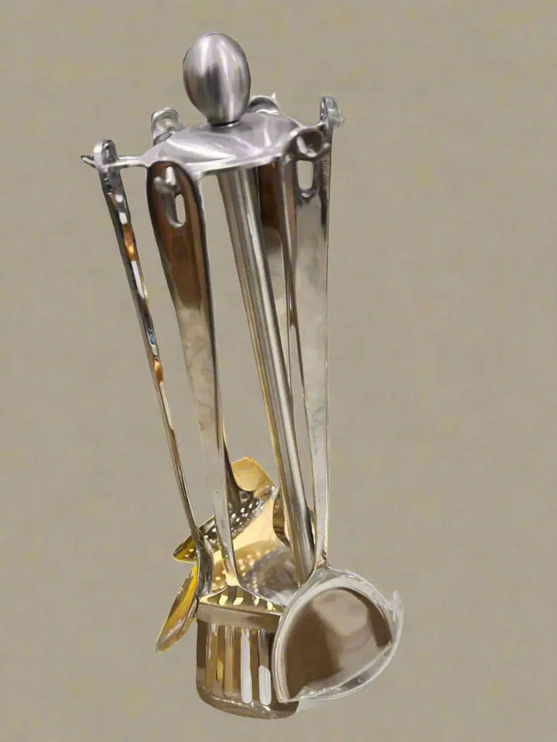 Premium Stainless Steel Kitchen Utensil Set with Elegant Stand 5pcs Murukali.com