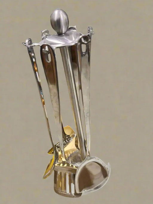 Premium Stainless Steel Kitchen Utensil Set with Elegant Stand 5pcs Murukali.com