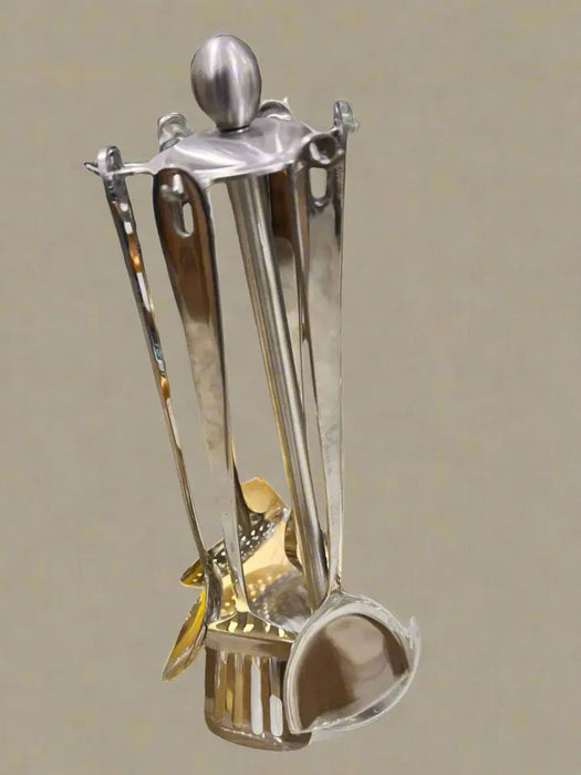Premium Stainless Steel Kitchen Utensil Set with Elegant Stand 5pcs Murukali.com