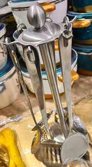 Premium Stainless Steel Kitchen Utensil Set with Elegant Stand 5pcs Murukali.com