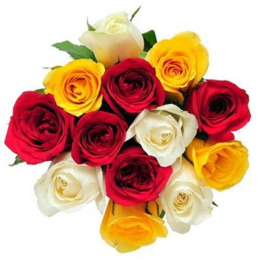 Pretty Wrapping Mixed Yellow, Red, Beige Rose Flowers murukali.com
