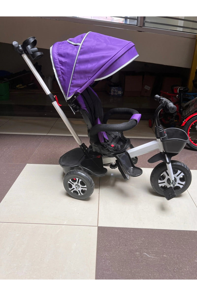 Purple Canopy Tricycle with Parent Handle Murukali.com