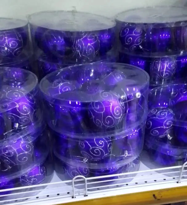 Purple Shatterproof Christmas Tree Baubles 8cm 7pcs