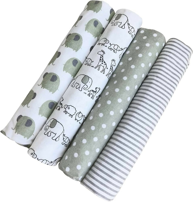 Cotton Flannel Baby Receiving Blankets (4-Pack)