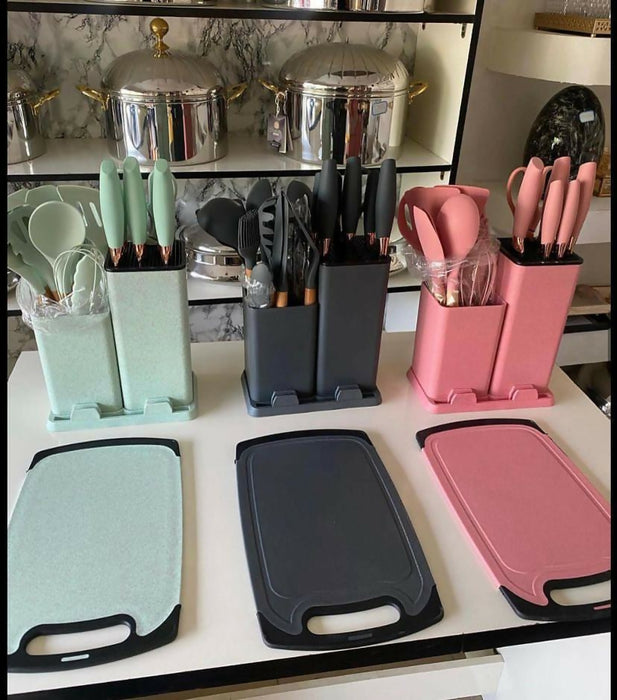 Kitchen Utensil and Cutting Board Set Different Color