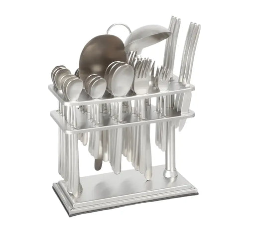Quality Stainless Steel Sliver Flatware Set with Stand 38pcs Murukali.com