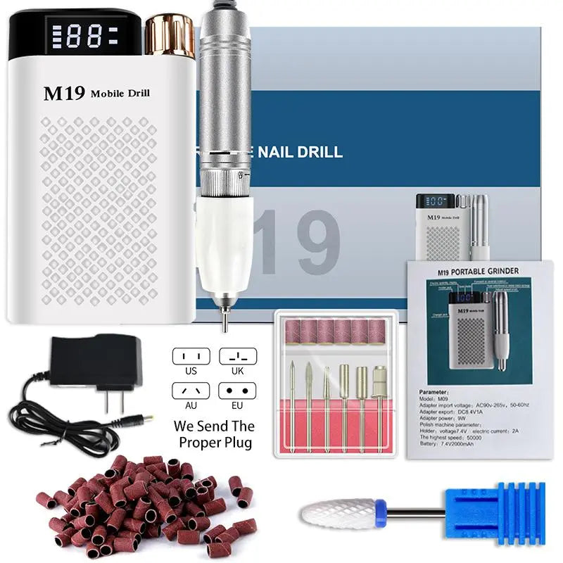 Rechargeable Electric Nail Drill for Acrylic Gel Nail Polish, Nail Salon Equipment Murukali.com