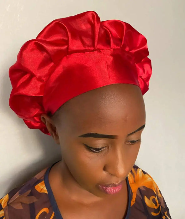 Red Satin Bonnet murukali.com