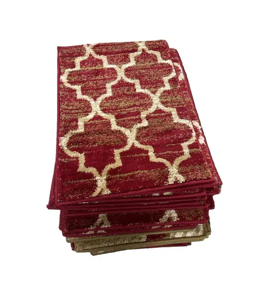 Red & Gold Moroccan Trellis Runner Rug – Slip-Resistant 1pc Murukali.com