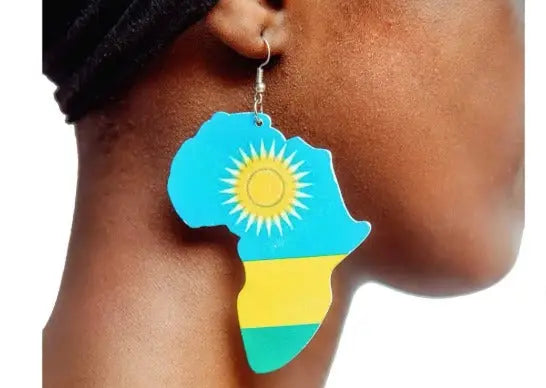 Rwanda Flag Africa Map Earrings Murukali.com