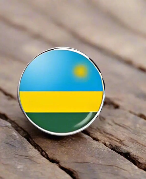 Keychain with Rwanda flag design on a white background