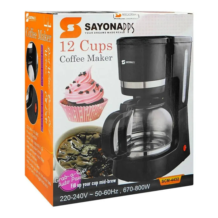 Sayona 12 Cups Coffee Maker, 670-800W, SCM-4432 murukali.com