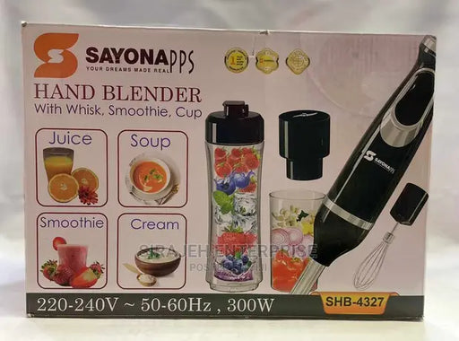 Sayona Hand Blender With Smoothie, Whisk, Cup murukali.com