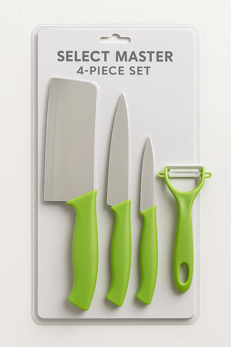 Select Master 4-Piece Kitchen Knife Set – Green Handle Essentials Murukali.com