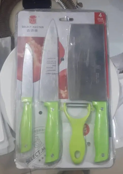 Select Master 4-Piece Kitchen Knife Set – Green Handle Essentials Murukali.com