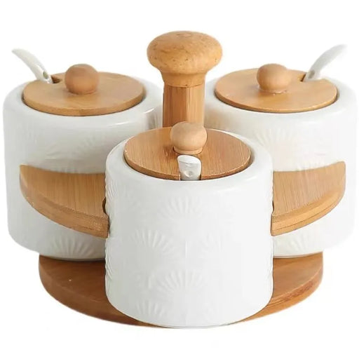 Set Of 3 Sugar Pots With Bamboo Base murukali.com