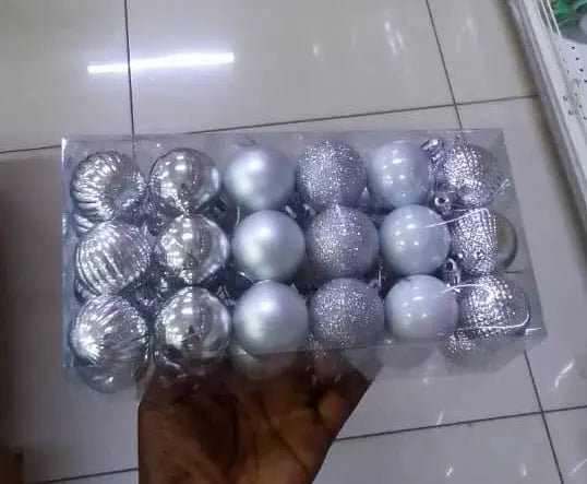 Silver Christmas Ball Ornaments 6cm  24pcs