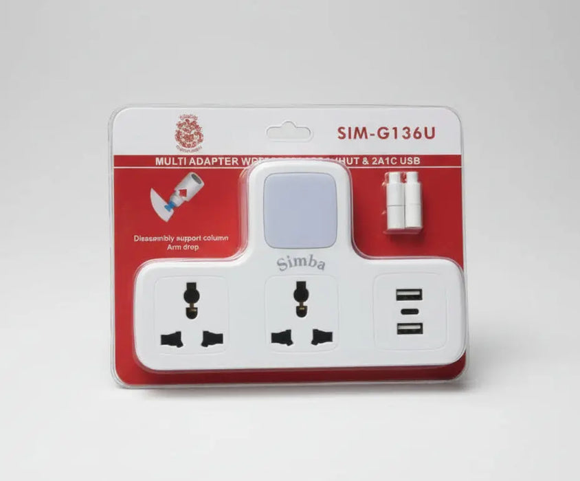 Simba SIM-G136U Multi-Adapter with Universal Sockets & USB Ports