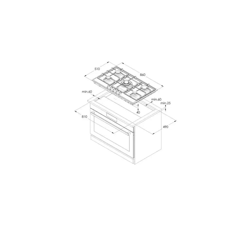 Simfer Built-in Gas Hob H9415WEWIM – 90 cm 5 Burners Murukali.com