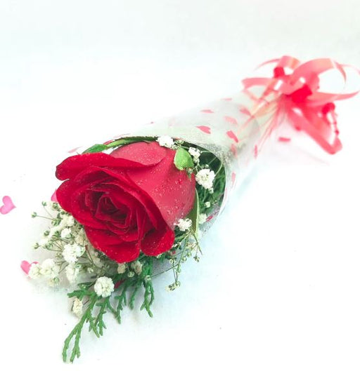 Single Fresh Rose Flower, Wrapp &greens murukali.com