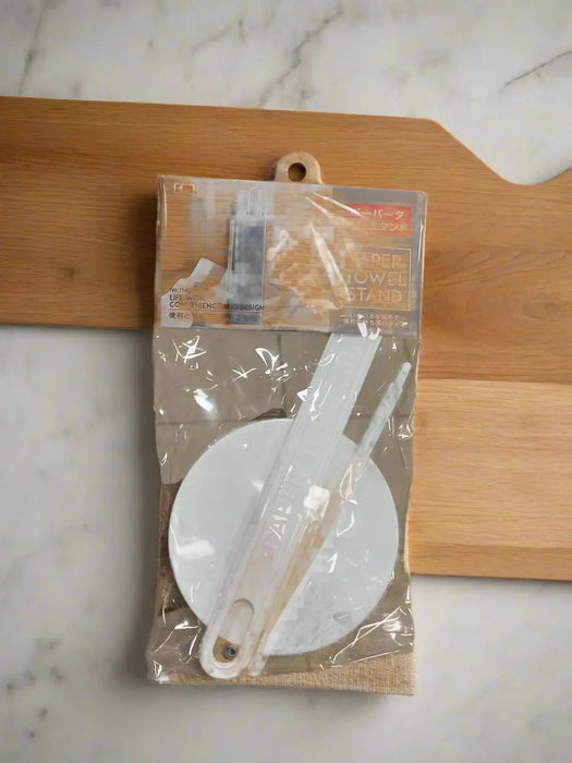 Sleek White Paper Towel Stand Murukali.com