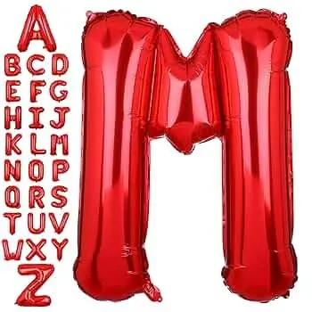 Small Red Letter M Foil Balloons Murukali.com