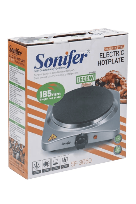 Sonifer SF-3050 Stainless Steel Electric Hotplate - 1500W Single Burner Murukali.com