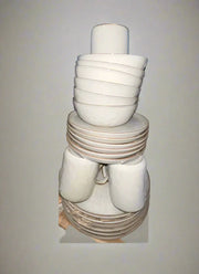 Stacked White Ceramic Dinnerware Set – Cups, Bowls & Plates Murukali.com