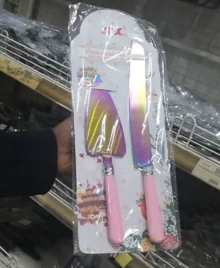 Stainless Steel Cake Knife And Cake Triangular Spatula 2Pcs Set Murukali.com