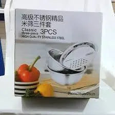 Stainless Steel Drain Basket Vegetable Cutter 3-In 1 murukali.com