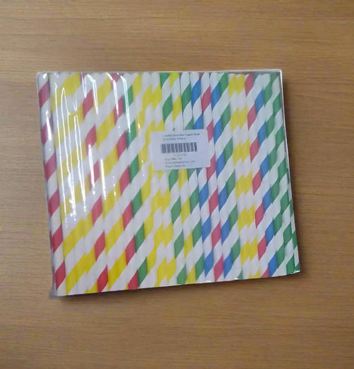 Striped Biodegradable Paper Straws 100pcs Murukali.com