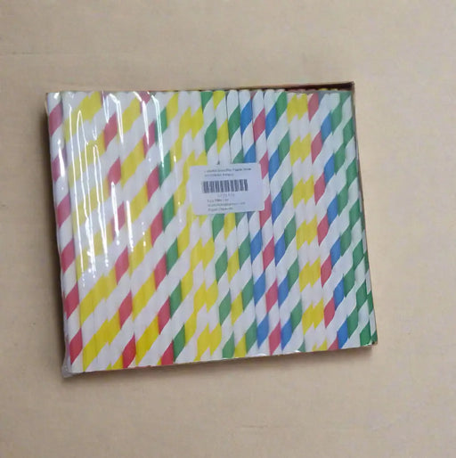 Striped Biodegradable Paper Straws 100pcs Murukali.com